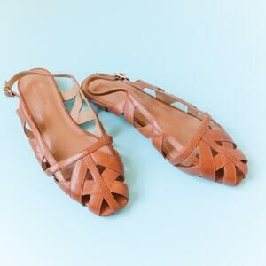 Bernardo Glinda Brown Leather Woven Closed Toe Sandal Flats Size 10 Slingback